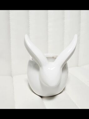 White Ceramic Bunny Planter